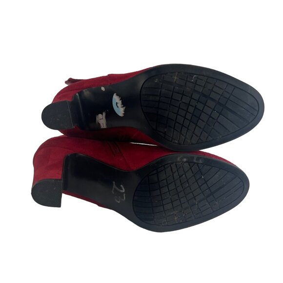 Impo Odessa Suede Ankle Booties Heels Size 6M Bow Detail Side Zipper - Picture 6 of 8